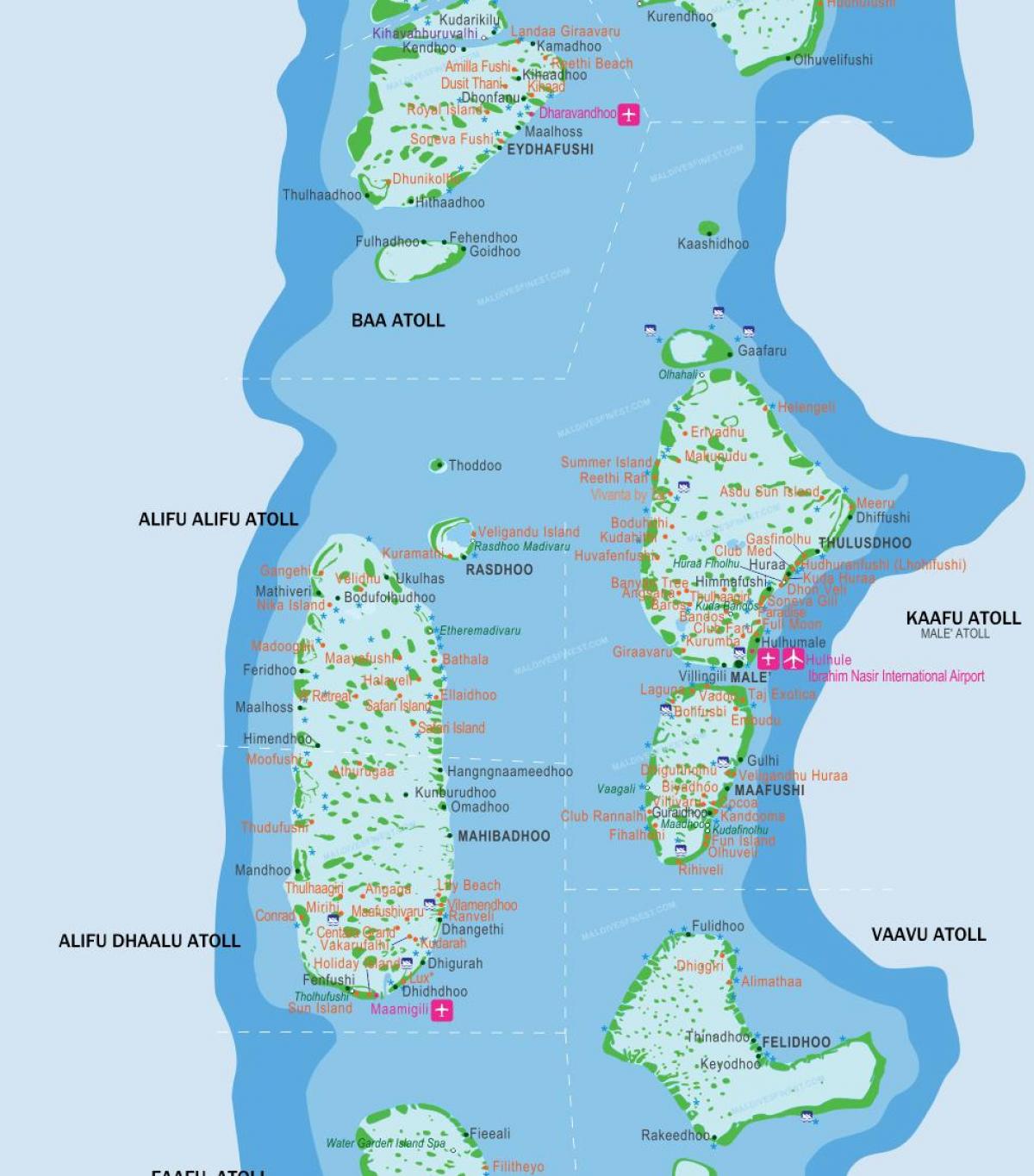 maldivene flyplasser kart