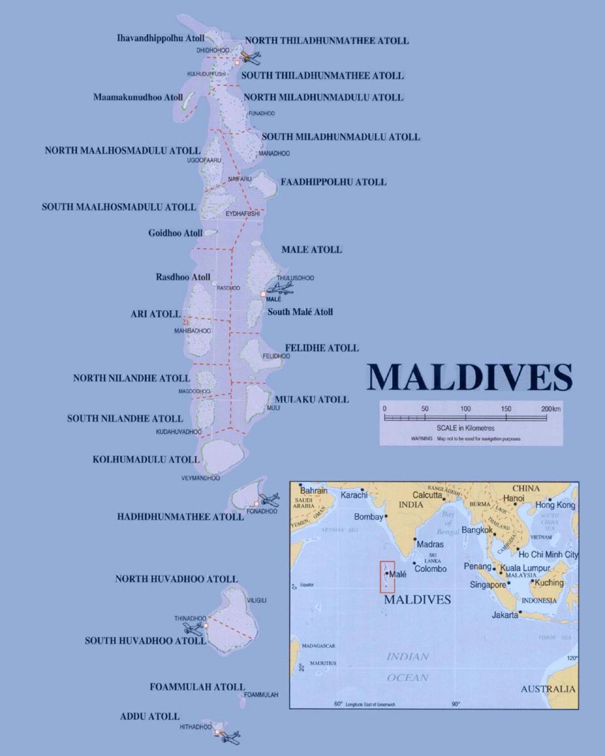 kart som viser maldivene