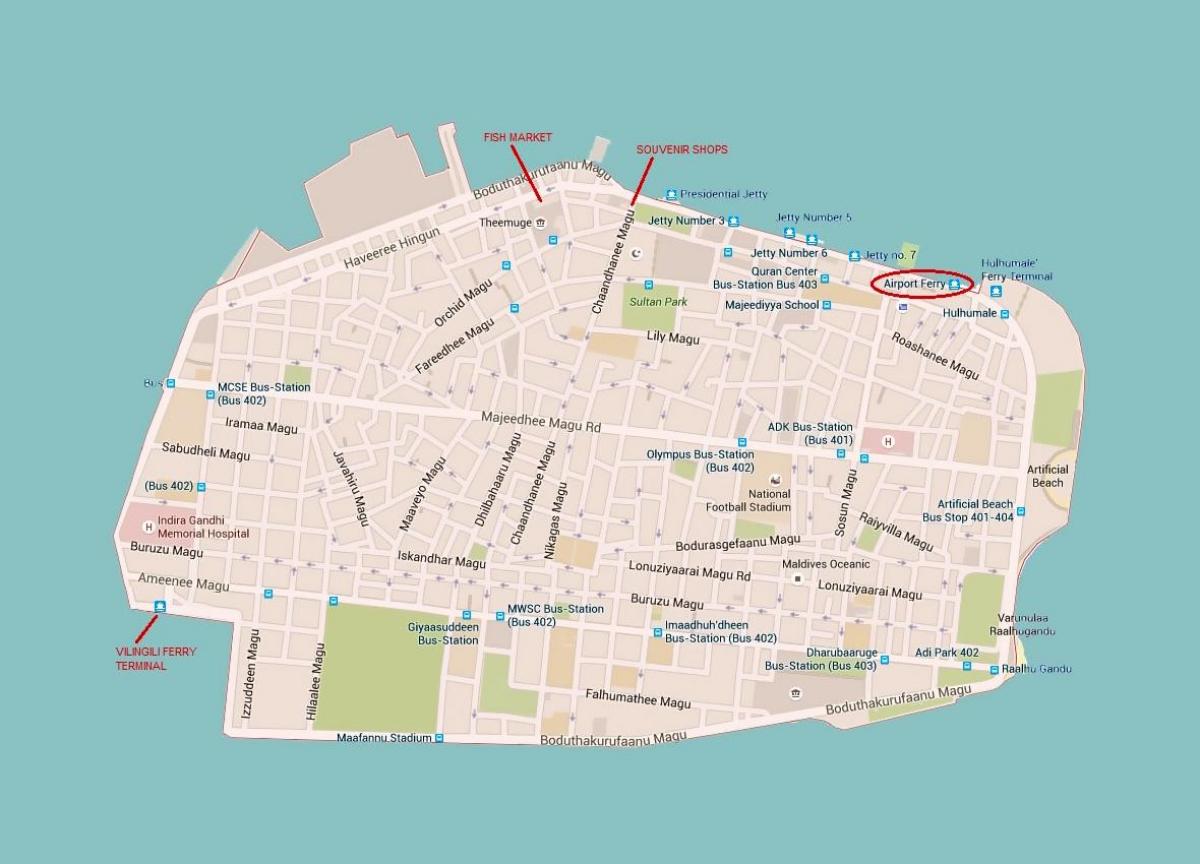 kart av mannlige byen maldivene