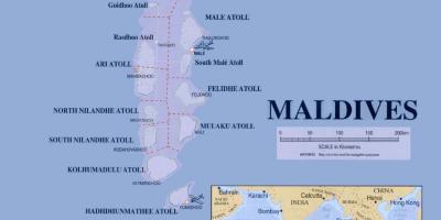 Kart som viser maldivene