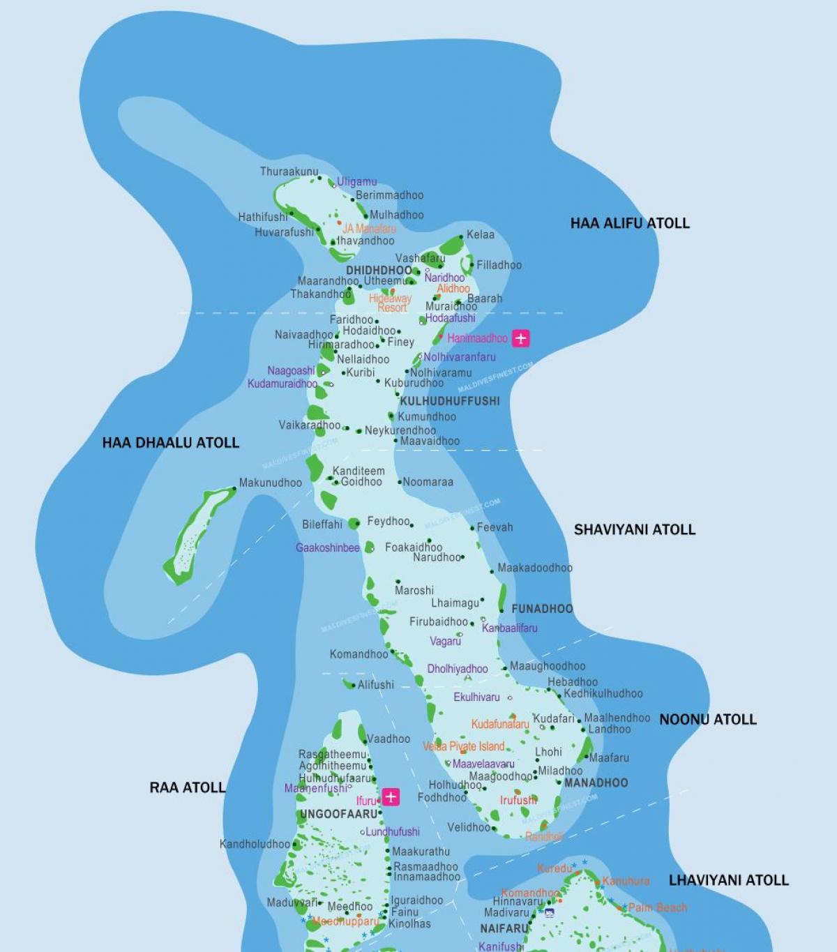 maldivene resorts beliggenhet kart