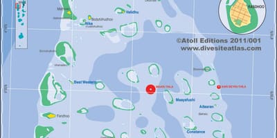 Kart av ari atoll maldivene