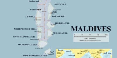 Kart over maldivene fysisk 